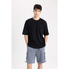 DeFacto Oversize Geniş Kalıp Düz Paça Kargo Şort B8793AX24SM