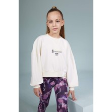 DeFacto Kız Çocuk Ekru Sweatshirt Uzun Kol Bisiklet Yaka Rahat Fit Tasarım için Şık Seçim  B3159A823AU