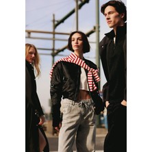 DeFacto Su İtici Kolej Yaka Basic Düz Fermuarlı Cepli Suni Deri Bomber Ceket B8574AX24SP