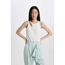 DeFacto Slim Fit Dar Kesim Bisiklet Yaka Fitilli Kaşkorse Atlet A3422AX24SP