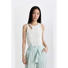 DeFacto Slim Fit Dar Kesim Bisiklet Yaka Fitilli Kaşkorse Atlet A3422AX24SP