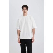 DeFacto Loose Fit Bisiklet Yaka Kısa Kollu Ağır Kumaş Tişört C0147AX24SP