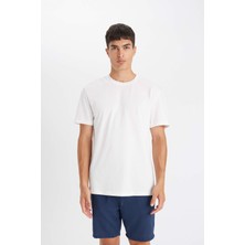 DeFacto Slim Fit Dar Kesim Bisiklet Yaka Premium Pamuklu Basic Düz Kısa Kollu Tişört M6606AZ23SP