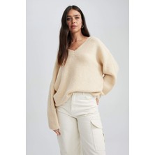 DeFacto Oversize Fit V Yaka Kazak A3890AX23WN