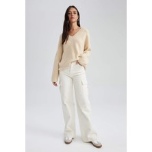 DeFacto Oversize Fit V Yaka Kazak A3890AX23WN