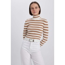 DeFacto Slim Fit Çizgili Balıkçı Yaka Kazak A2059AX23AU