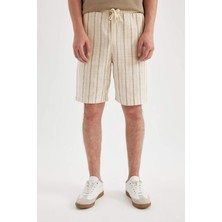 DeFacto Regular Fit Keten Görünümlü Bermuda Şort D2057AX24HS