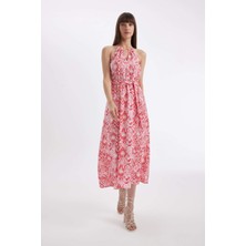 DeFacto Halter Yaka Desenli Kolsuz Maxi Elbise D2649AX24HS