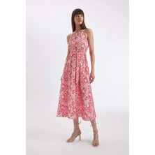 DeFacto Halter Yaka Desenli Kolsuz Maxi Elbise D2649AX24HS