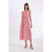 DeFacto Halter Yaka Desenli Kolsuz Maxi Elbise D2649AX24HS