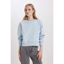 DeFacto Relax Fit Bisiklet Yaka Kalın Basic Düz Sweatshirt B8568AX24SP