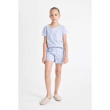 DeFacto Kız Çocuk Desenli Kısa Kollu Şortlu Pijama Takımı C8502A824SM