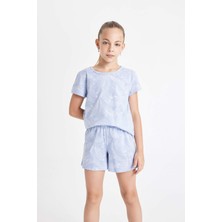 DeFacto Kız Çocuk Desenli Kısa Kollu Şortlu Pijama Takımı C8502A824SM