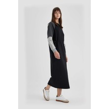 DeFacto Regular Fit Renk Bloklu Uzun Kollu Maxi Sweat Elbise C6228AX24SP