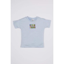 DeFacto Bisiklet Yaka Baskılı Kısa Kollu Tişört Erkek Bebek D1480A524SM