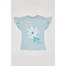DeFacto Kız Bebek Bisiklet Yaka Çiçekli Kısa Kollu Tişört