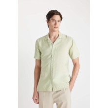 DeFacto Modern Fit Yazlık Polo Yaka Basic Düz Aerobin Kısa Kollu Gömlek V8406AZ24SM