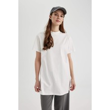 DeFacto Regular Fit Bisiklet Yaka Basic Düz Kısa Kollu %100 Pamuk Tunik A8351AX24SP