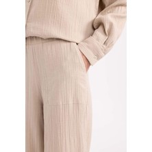 DeFacto Wide Leg Geniş Bol Paça Esnek Belli Basic Düz Muslin Pantolon Z3340AZ24SP