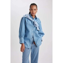 DeFacto Fashion Fit Uzun Kollu Jean Gömlek B2391AX23HS