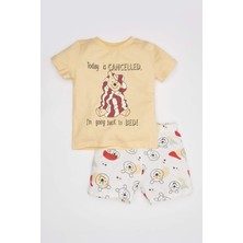 DeFacto Erkek Bebek Disney Winnie The Pooh Kısa Kollu Şortlu Penye Pijama Takımı C1506A524HS