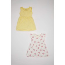 DeFacto Kız Bebek Desenli Kolsuz Elbise Seti Şık ve Rahat 2'li 100% Pamuk