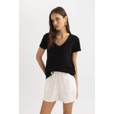 DeFacto Regular Fit V Yaka Basic Düz Kısa Kollu Tişört K1507AZ24SM
