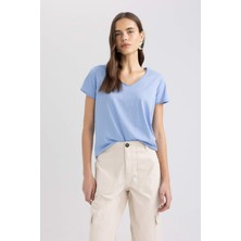 DeFacto Regular Fit V Yaka Basic Düz Kısa Kollu Tişört K1507AZ24SM