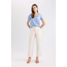 DeFacto Regular Fit V Yaka Basic Düz Kısa Kollu Tişört K1507AZ24SM