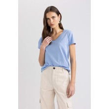 DeFacto Regular Fit V Yaka Basic Düz Kısa Kollu Tişört K1507AZ24SM