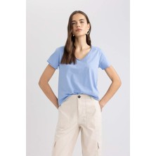 DeFacto Regular Fit V Yaka Basic Düz Kısa Kollu Tişört K1507AZ24SM