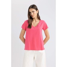 DeFacto Regular Fit V Yaka Basic Düz Kısa Kollu Tişört K1507AZ24SM