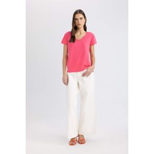 DeFacto Regular Fit V Yaka Basic Düz Kısa Kollu Tişört K1507AZ24SM