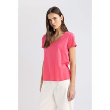 DeFacto Regular Fit V Yaka Basic Düz Kısa Kollu Tişört K1507AZ24SM