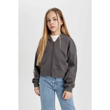 DeFacto Kapüşonlu Fermuarlı Sweatshirt Kız Çocuk B9553A824SP