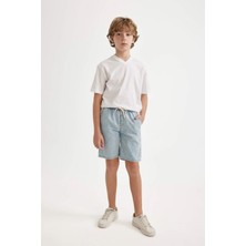 DeFacto %100 Pamuk Beli Lastikli Jean Şort Erkek Çocuk B5764A824SM