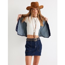 Koton Korse Detaylı Crop Tişört Kısa Kollu Bisiklet Yaka Fitilli