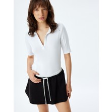Koton Polo Tişört Fitilli Kısa Kollu Pamuklu Slim Fit