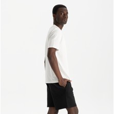 Uniu Erkek Beyaz %100 Organik Pamuk Relax Fit Bisiklet Yaka T-Shirt