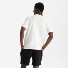 Uniu Erkek Beyaz %100 Organik Pamuk Relax Fit Bisiklet Yaka T-Shirt