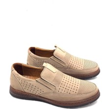 Deri Tarz Nubuk Deri Ortopedik Kum Renk Erkek Ayakkabı