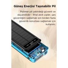 Bakeey Güneş Enerjili LED Işıklı 10.000 Mah Powerbank Şarj Aleti 2 USB Çıkışlı Mikro Typc Lıghtnıng