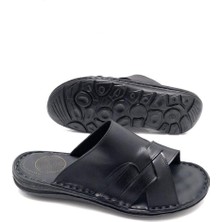 Deri Tarz Tam Ortopedik Masajlı Erkek Terlik