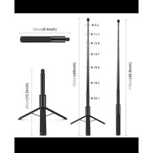 Insta360 X4 X3 Uyumlu Tripotlu 119CM Görünmez SElfi Çubuğu