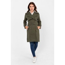 Pastelastore %100 Pamuk Gabardin Midi (95CM) Astarlı Kemerli Kadın Trençkot 1113