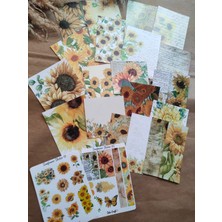 Selis Craft Ayçiçeği Temalı Bullet Journal Kağıt Etiket Sticker Seti Journal / Defter / Çıkartma / Scrapbook