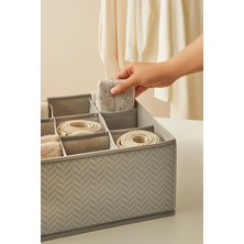 Ocean Home Textile 4'lü Bölmeli Petek Gri Çekmece İçi Dolap Çamaşır Düzenleyici Katlanır Saklama Kutusu Organizer Set