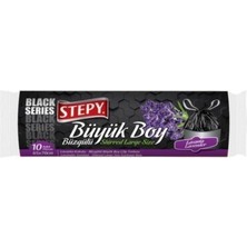 Stepy Çöp Torbası Black Büzgülü Büyük Boy Lavanta 10'lu 65*70CM