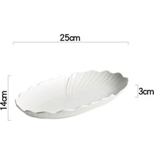 lcweibaisi 25CM/30.5CM/35.5CM Ev Tipi Hafif Lüks Buharda Balık Tabak Oval Yaratıcı Seramik Tabak Çiçek Şeklinde Yemek Tabağı (Yurt Dışından)