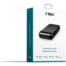 Ttec Powerslim Pro LCD 20.000 Mah Pd 20W Taşınabilir Şarj Aleti / Powerbank Usb-C Giriş/çıkış 2BB186S Siyah